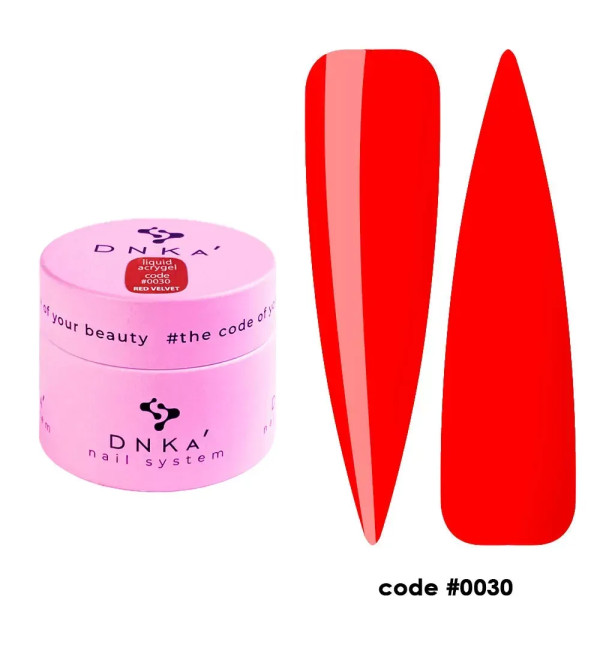 Жидкий Гель DNKa Light Acrygel №0030 Red Velvet, объем 15 мл