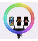 Кольцевая светодиодная селфи лампа RGB MJ-56 см. (цветная) на 80 Вт. со штативом, 3 держателями, пультом и сумкой