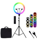 Кольцевая светодиодная селфи лампа RGB MJ-56 см. (цветная) на 80 Вт. со штативом, 3 держателями, пультом и сумкой